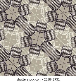 Layered floral pattern, seamless background, vector.