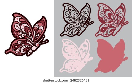 Layered flying butterfly. Layer applique. Cut file