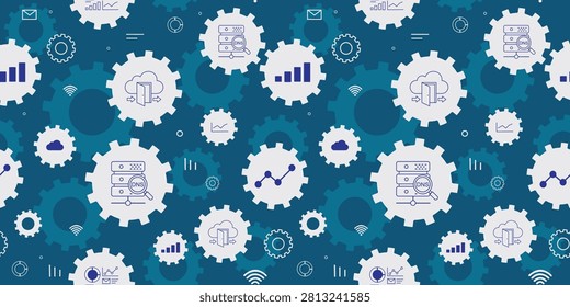 layered gears and cogs in blue and white illustrating mechanical processes and automation systems for engineering and technological applications