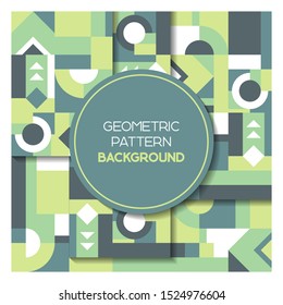 Layered Geometric Shapes Background in Green Color