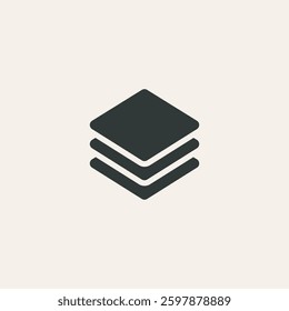 Layered Geometric Stack Icon Minimalist Stacked Squares Design