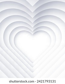 Layered heart shapes creating a dynamic vector design. Valentine's day card or banner or letter template. Vector illustration