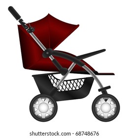 Layered illustration set of baby carriage in vector.