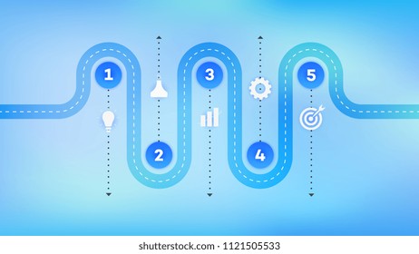 Layered Infographic Timeline. Vector Roadmap, Template For Modern Business Presentation, Annual Reports, Layouts.