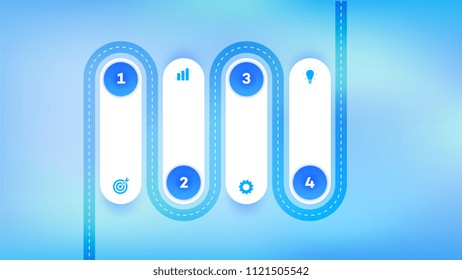 Layered Infographic Timeline. Vector Roadmap, Template For Modern Business Presentation, Annual Reports, Layouts.