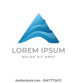 Layered initial letter A logo icon design with modern and 3D style. Look like a peak mountain for success and growth business and layer for process, protect, and teamwork