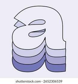 Letra 'A' en capas con tonos azules degradados