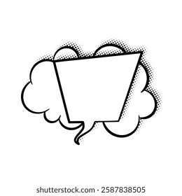  Layered line art speech bubbles featuring stylish halftone shadows. Ideal for comics, social media posts, advertisements, and graphic design projects.