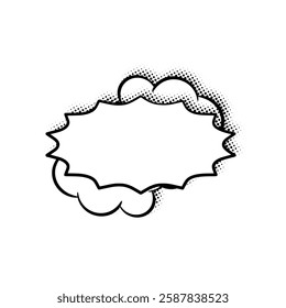  Layered line art speech bubbles featuring stylish halftone shadows. Ideal for comics, social media posts, advertisements, and graphic design projects.