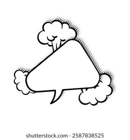  Layered line art speech bubbles featuring stylish halftone shadows. Ideal for comics, social media posts, advertisements, and graphic design projects.