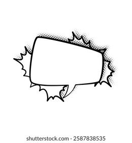  Layered line art speech bubbles featuring stylish halftone shadows. Ideal for comics, social media posts, advertisements, and graphic design projects.