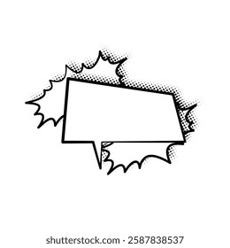  Layered line art speech bubbles featuring stylish halftone shadows. Ideal for comics, social media posts, advertisements, and graphic design projects.