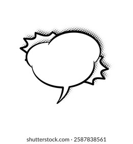  Layered line art speech bubbles featuring stylish halftone shadows. Ideal for comics, social media posts, advertisements, and graphic design projects.