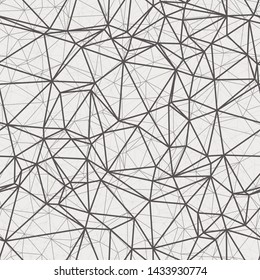 Layered lines mesh grid of triangles seamless repeat vector pattern.  Delaunay triangle shapes like a net. Generative art.