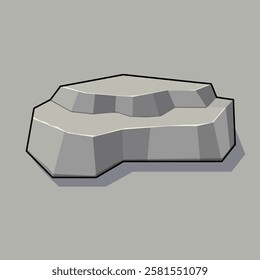 A layered low-poly rock illustration, perfect for game assets and outdoor-themed designs. Featuring a simple geometric shape with neutral colors, ideal for 2D or 3D game environments.