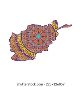 Layered mandala cut file creative silhouettes set on white background. Map of Afghanistan