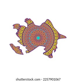 Layered mandala cut file creative silhouettes set on white background. Map of Azerbaijan