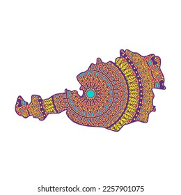 Layered mandala cut file creative silhouettes set on white background. Map of Austria