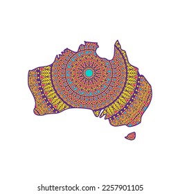 Layered mandala cut file creative silhouettes set on white background. Map of Australia