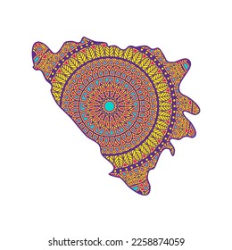 Layered mandala cut file creative silhouettes set on white background. Map of Bosnia and Herzegovina