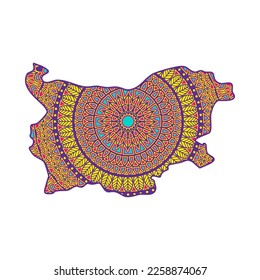Layered mandala Schnittdatei kreative Silhouetten auf weißem Hintergrund. Karte Bulgariens 