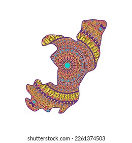 Layered mandala cut file creative silhouettes set on white background. Map of Congo