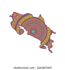 Layered mandala cut file creative silhouettes set on white background. Map of Costa Rica