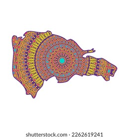 Layered mandala cut file creative silhouettes set on white background. Map of Dominican Republic