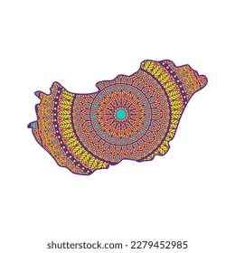 Layered mandala cut file creative silhouettes set on white background. Map of Hungary