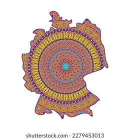 Layered mandala cut file creative silhouettes set on white background. Map of Germany