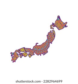 Layered mandala cut file creative silhouettes set on white background. Map of Japan