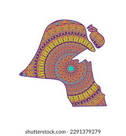 Layered mandala cut file creative silhouettes set on white background. Map of Kuwait 