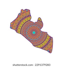 Layered mandala cut file creative silhouettes set on white background. Map of Liberia