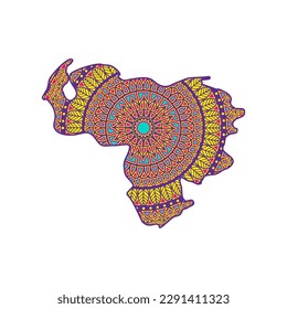 Layered mandala cut file creative silhouettes set on white background. Map of Venezuela