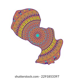 Layered mandala cut file creative silhouettes set on white background. Map of Paraguay