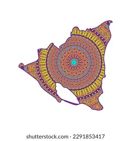 Layered mandala cut file creative silhouettes set on white background. Map of Nicaragua