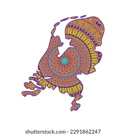 Layered mandala cut file creative silhouettes set on white background. Map of Netherlands