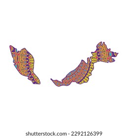 Layered mandala cut file creative silhouettes set on white background. Map of Malaysia