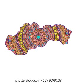 Layered mandala cut file creative silhouettes set on white background. Map of Slovakia
