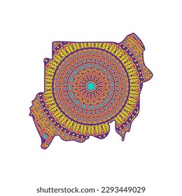 Layered mandala cut file creative silhouettes set on white background. Map of Sudan