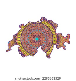 Layered mandala cut file creative silhouettes set on white background. Map of Switzerland