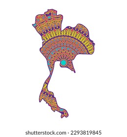 Layered mandala cut file creative silhouettes set on white background. Map of Thailand