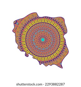 Layered mandala cut file creative silhouettes set on white background. Map of Poland