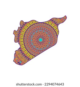 Layered mandala cut file creative silhouettes set on white background. Map of Syria