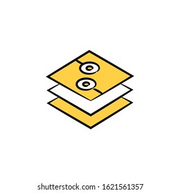 layered microchip icon yellow hand drawn theme