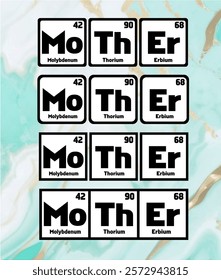 Layered Mother Design Made with Chemistry Elements - Unique Typography Style Eps Vector #02A
