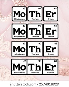 Layered Mother Design Made with Chemistry Elements - Unique Typography Style Eps Vector #01A
