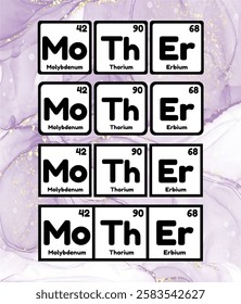 Layered Mother Design Made with Chemistry Elements - Unique Typography Style Eps Vector #03A