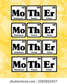 Layered Mother Design Made with Chemistry Elements - Unique Typography Style Eps Vector #04A