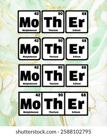 Layered Mother Design Made with Chemistry Elements - Unique Typography Style Eps Vector #05A